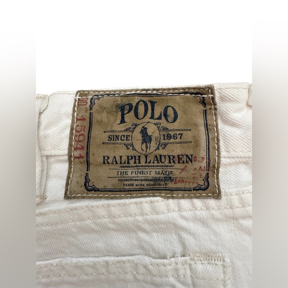 Polo Ralph Lauren Classic Fit White Jeans Distressed Denim Jeans Mens Size 38x32 - Picture 3 of 8